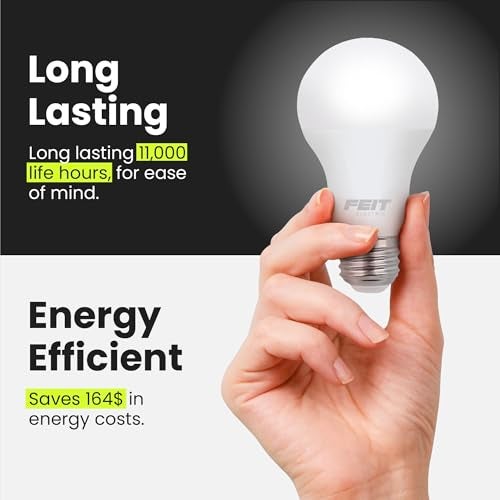 Feit Electric A19 LED Light Bulbs, 40W Equivalent, Non Dimmable, 450 Lumens, E26 Standard Base, 2700k Soft White, 80 CRI, 10 Year Lifetime, Energy Efficient, 4 Pack, A450/827/10KLED/4 - Image 4
