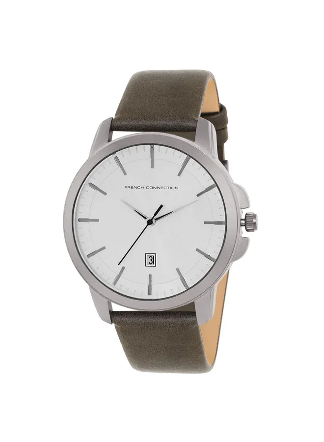 French Connection 44mm Men's Quartz Watch with Silver Dial