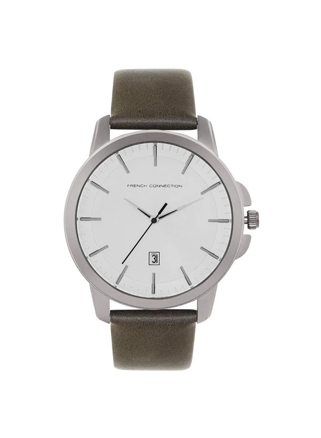 French Connection 44mm Men's Quartz Watch with Silver Dial