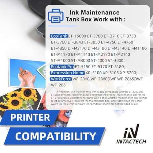 IN INTACTECH Maintenance Box for Epson ET-15000 ET-3750 ET-4750 ET-4760 ET-3760 ET-4850 ET-3850 ET-3710 ET-3830 WF-2860 2 Pack - Image 2