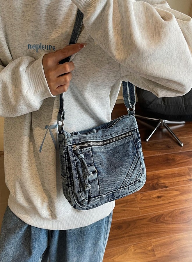Extolove Denim Crossbody Bags for Women Small Jean Purse Casual Denim Shoulder Bag Handbag (Blue) - Image 3