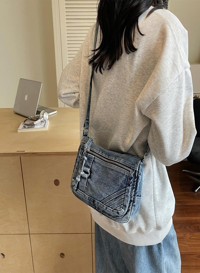 Extolove Denim Crossbody Bags for Women Small Jean Purse Casual Denim Shoulder Bag Handbag (Blue) - Image 2