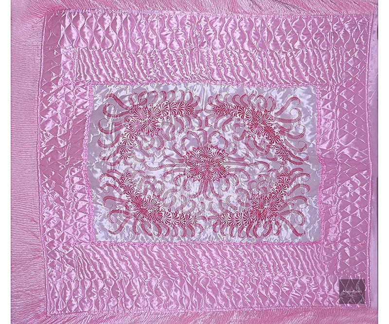ManavRachit Satin Gold Printed 310 TC Wedding Bedding SetBedsheet with 2 Pillow Covers for Home Living RoomPink Set of 3pcVIP Print - Image 4