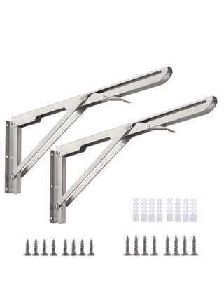 Folding Shelf Brackets 14inch - 2pcs Heavy Duty Stainless Steel Wall Mounted Triangle Brackets for Table Work Bench, Space Saving DIY Bracket - pzsku/Z5051326B0FA8A0906B7EZ/45/_/1727963372/c2479838-f2c9-41c6-be6b-d1a5296b2ea2