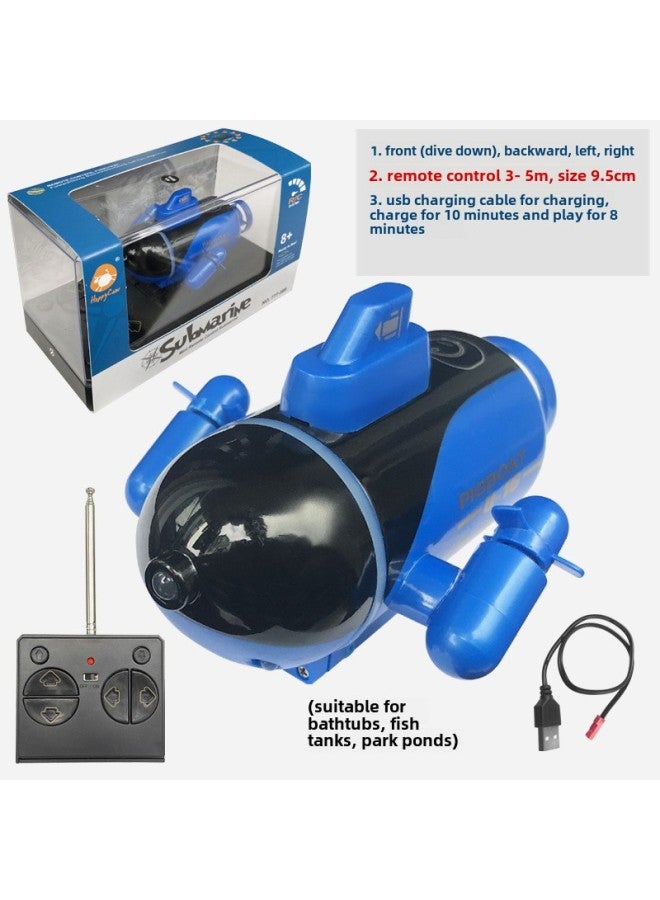 Mini Wireless Remote Control Submarine Waterproof Speedboat Submarine Model Charged Electric Water Play Toy Children Special Olympics-Colour:Blue Submarine-49mhz✓-Specification:Standard Charging - Free Remote Control Battery + Tools✓  - Image 1