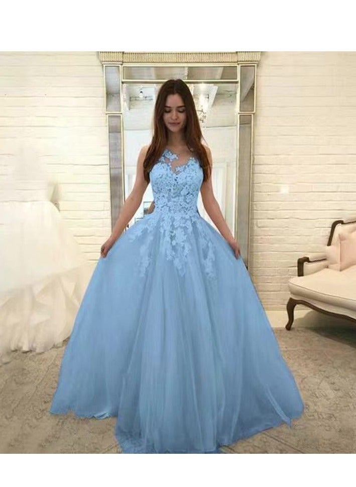 NIBEMINENT Women Chiffon Dress Fashion Lace Floral Dress Elegant Gown Wedding Gala Party Women's Dress Luxury Evening Dresses  - Image 1