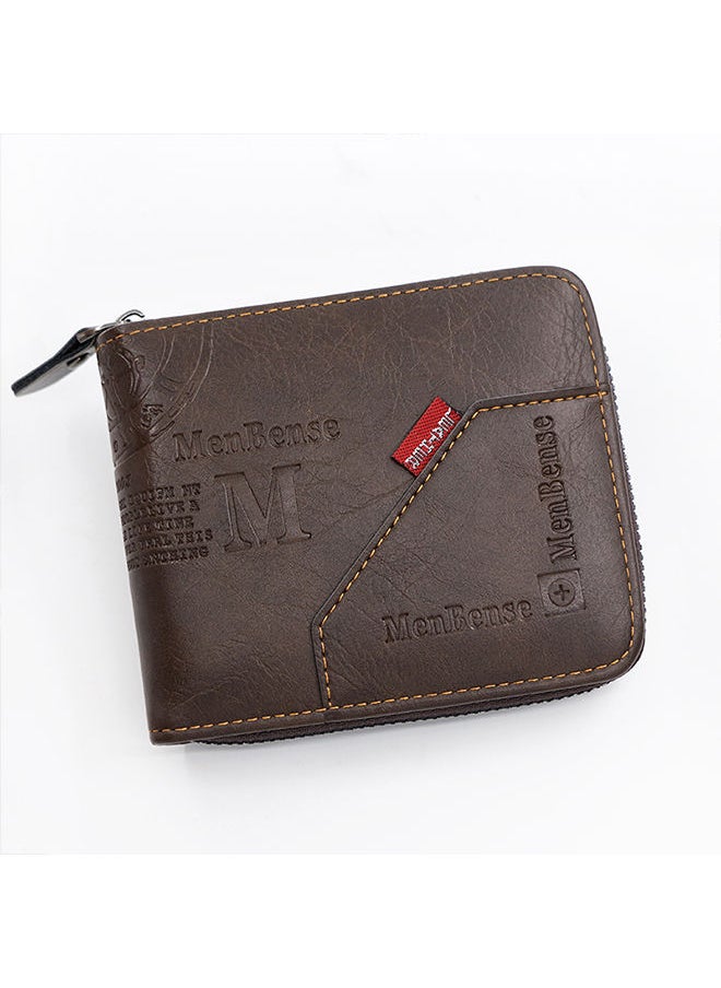 MenBense - Men's Short Wallet High-Quality PU Leather Card Holder with Coin Pocket (11.5*10*3cm) - Image 1
