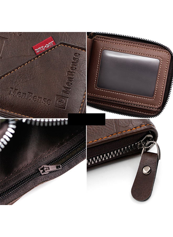 MenBense - Men's Short Wallet High-Quality PU Leather Card Holder with Coin Pocket (11.5*10*3cm) - Image 1