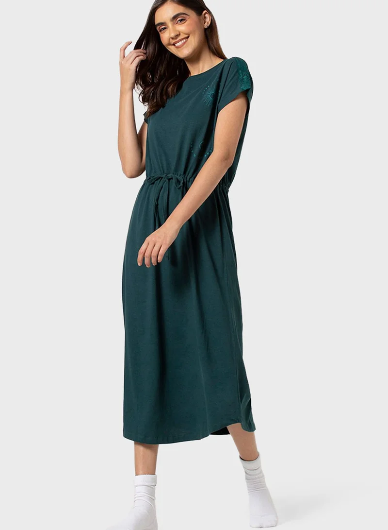Blue Age Pleated Knitted Dress
