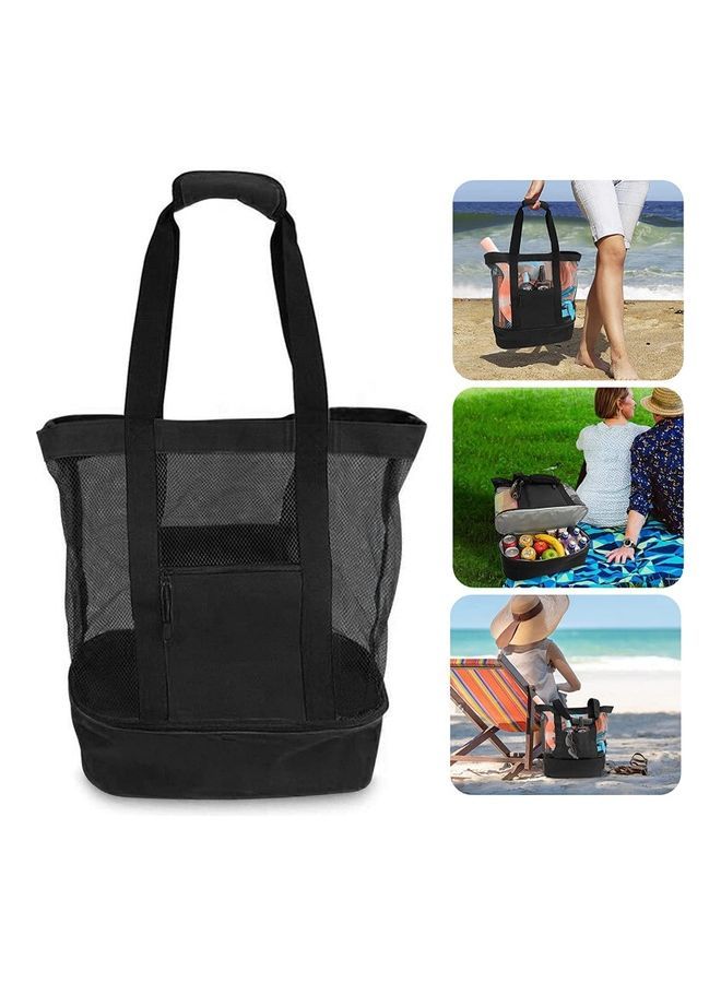 NIBEMINENT Mesh Large Beach Tote Zipper with Insulated Cooler Bag - Image 1