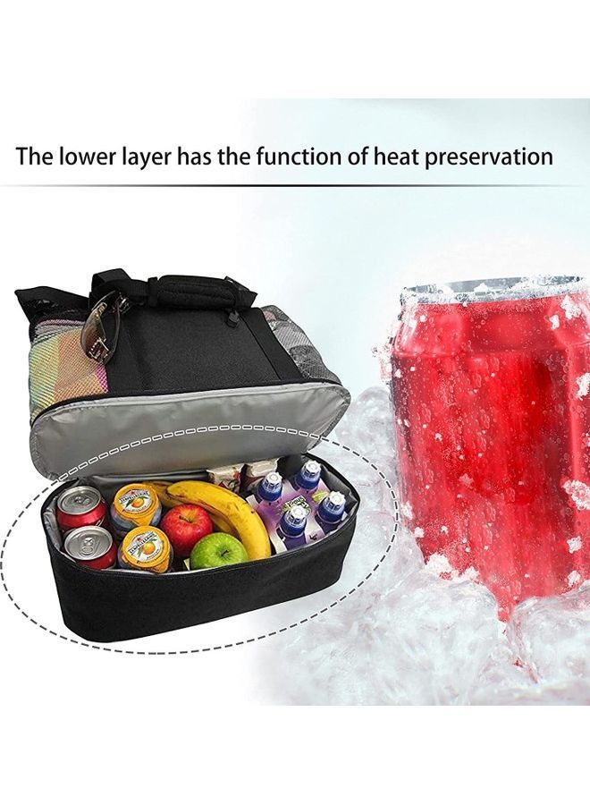 NIBEMINENT Mesh Large Beach Tote Zipper with Insulated Cooler Bag - Image 4