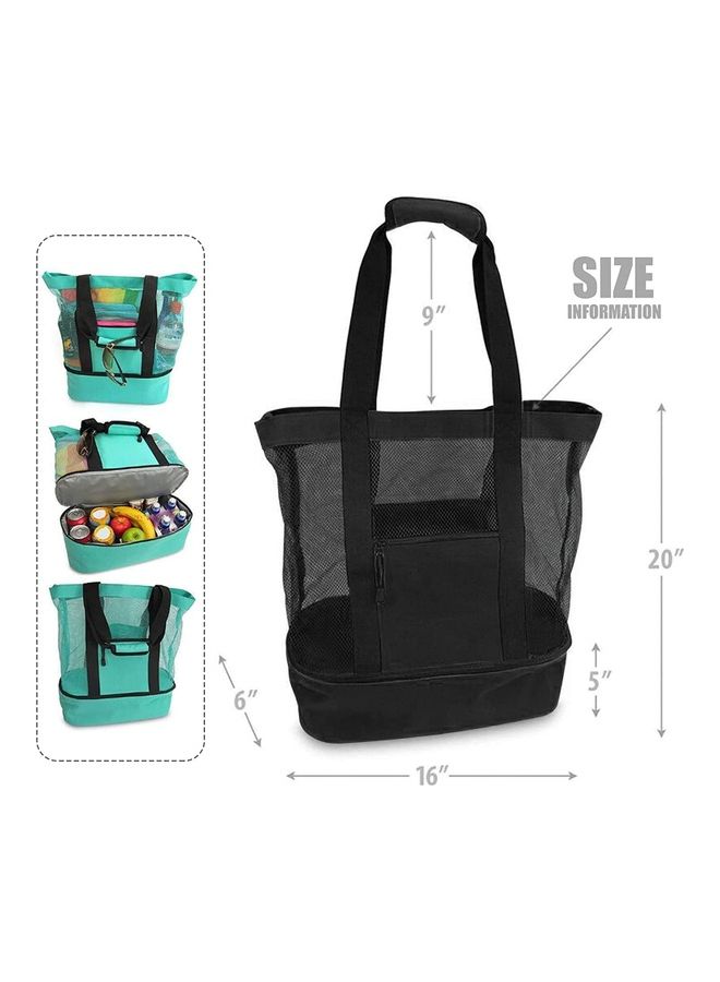 NIBEMINENT Mesh Large Beach Tote Zipper with Insulated Cooler Bag - Image 2