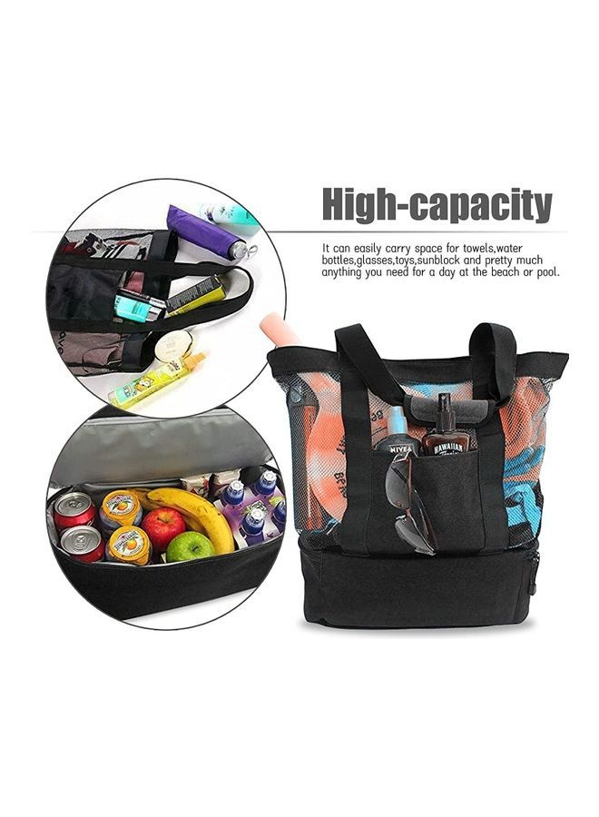 NIBEMINENT Mesh Large Beach Tote Zipper with Insulated Cooler Bag - Image 3