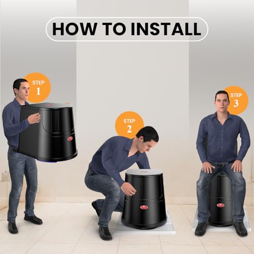 EASYCARE® Heavy Duty Portable Indian to Western Toilet Converter | Commode Stool for Patients, Adults, Elderly, Kids, Handicap | Portable Toilet Seat | Toilet Chair I Capacity Upto 110 Kgs (Black) - Image 5