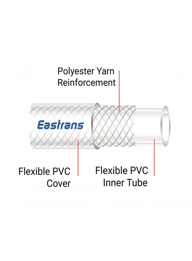 Eastrans أنبوب فينيل شفاف مضغوط 3/4" ID x 50 قدم، أنبوب فينيل مرن، خرطوم فينيل معزز للاستخدام الشاق، خالي من BPA وغير سام - Image 2