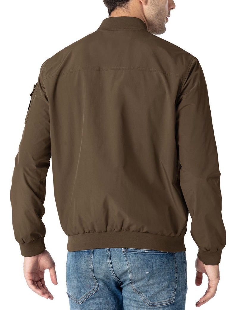 Rdruko Men's Lightweight Bomber Jacket Casual Stylish Fashion Coat Windbreaker(Brown, US L) - Image 2
