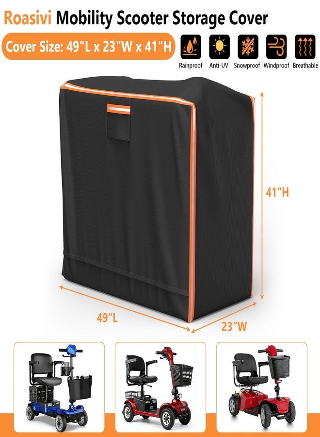 Roasivi Mobility Scooter Storage Cover 49"L x 23"W x 41"H Black Mobility Scooter Cover Waterproof Outdoor Fully Enclosed with Reflective Strips Suitable for Indoor & Outdoor Storage and Travel - Image 2