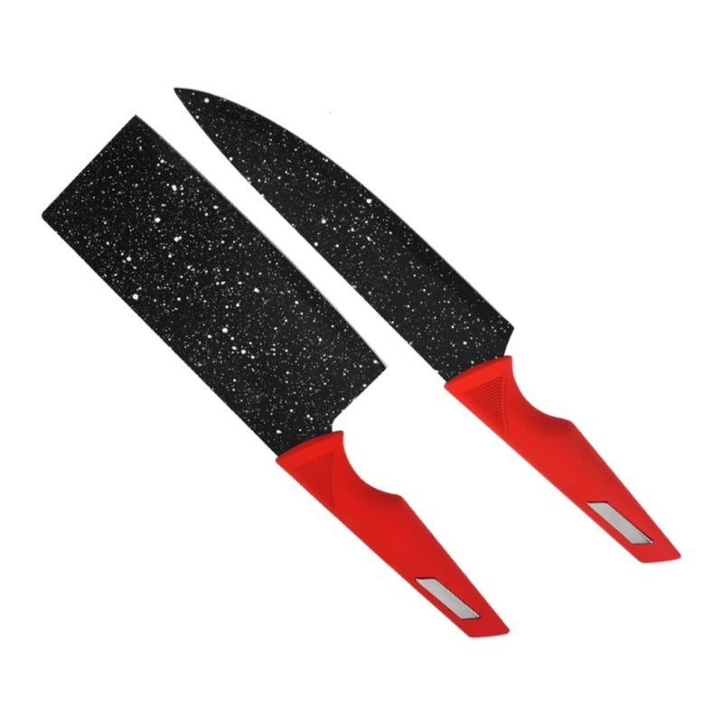 SHFTI Professional Chef Knife Carbon German Steel Blade with Comfortable Ergonomic Handle Anti Rust and Wear Suitable for Restaurant and Home Kitchen RED E B C Pack of 2 - Image 1