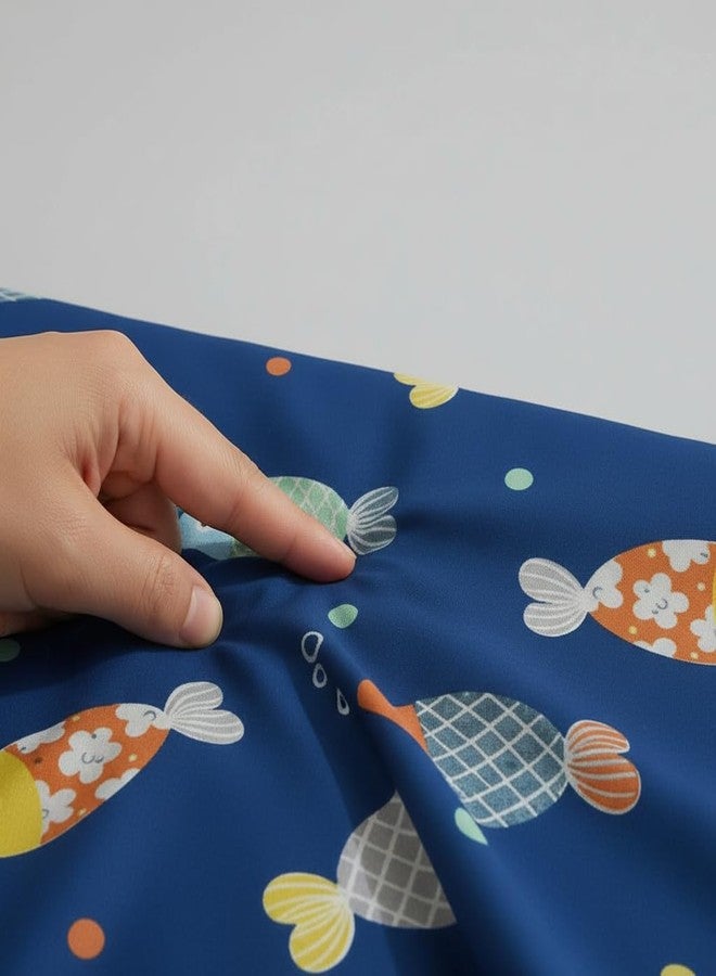 Filymore Kids Cute Fish Elastic Fitted bedsheet for Single Bed Made with 240 TC Soft Microfiber 1 bedsheet and 1 Pillow Cover (Size 72 x 36 inches) fit up to 8 inches Mattress(Colour-Blue and Yellow) - Image 5