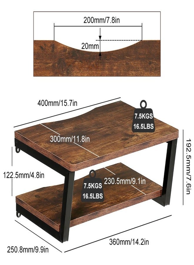 LUCKUP 2 Tier Floating AV Shelves Wall Mounted Projector Shelf Wooden Media Stand with Cable Relief Notch, Entertainment Center Metal Steel Frame - Image 3