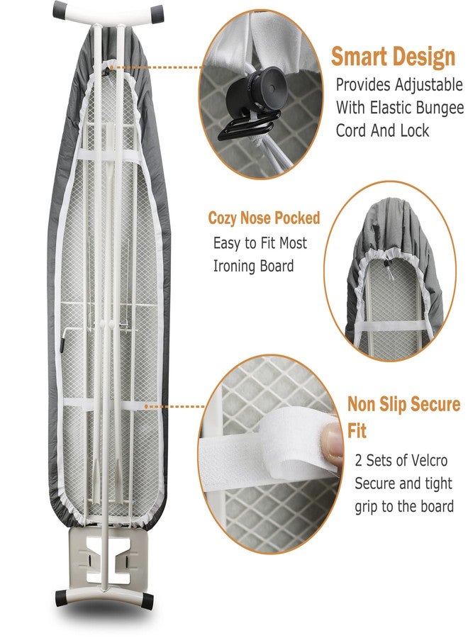 Ruibo Ironing Board Cover and Pad Extra Thick Heavy Duty Padding 4 Layers, Scorch and Stain Resistant,Elastic Edge Fit Standard Size 15x54 Inch/Silver - Image 5