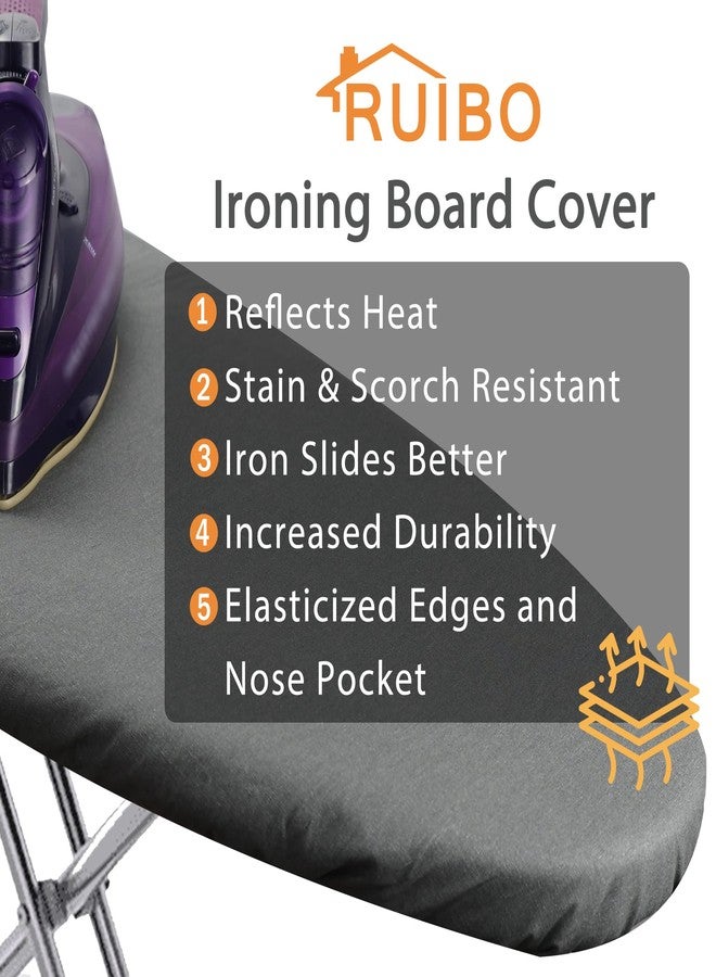 Ruibo Ironing Board Cover and Pad Extra Thick Heavy Duty Padding 4 Layers, Scorch and Stain Resistant,Elastic Edge Fit Standard Size 15x54 Inch/Silver - Image 4