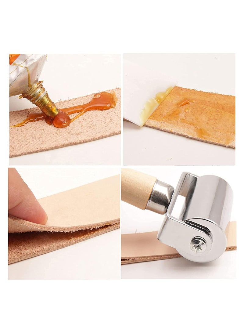 Leather Roller Edge Press, 60mm Carbon Steel Leather Edge Crimping Tool Leather Wooden Handle Leather Edge Rotary Tool - Image 4
