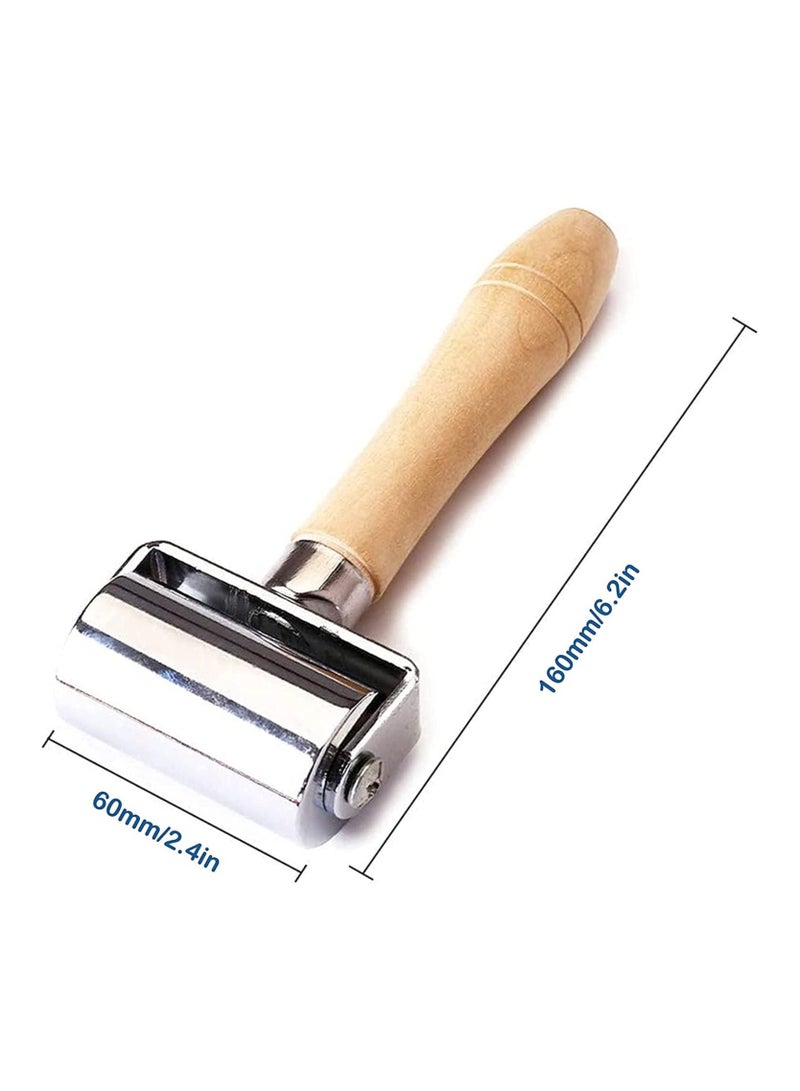 Leather Roller Edge Press, 60mm Carbon Steel Leather Edge Crimping Tool Leather Wooden Handle Leather Edge Rotary Tool - Image 2