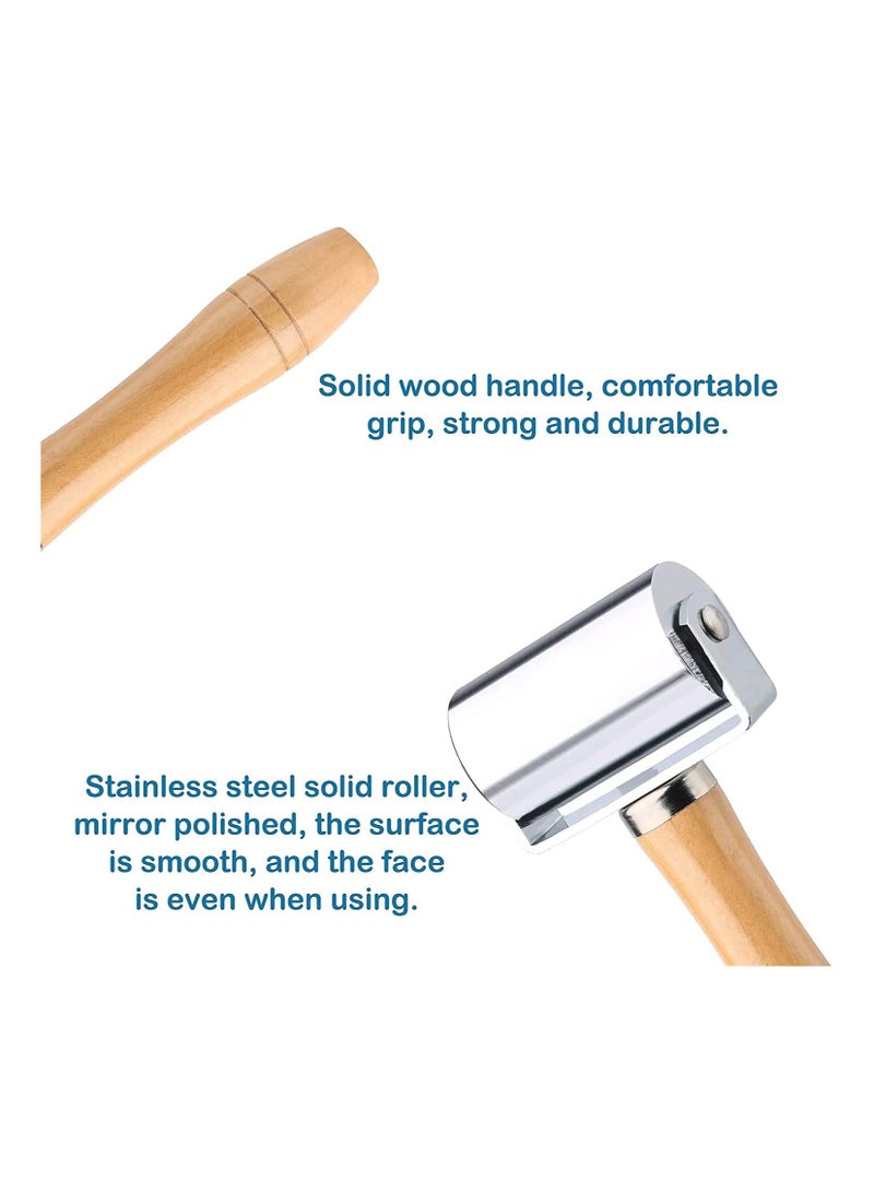 Leather Roller Edge Press, 60mm Carbon Steel Leather Edge Crimping Tool Leather Wooden Handle Leather Edge Rotary Tool - Image 3