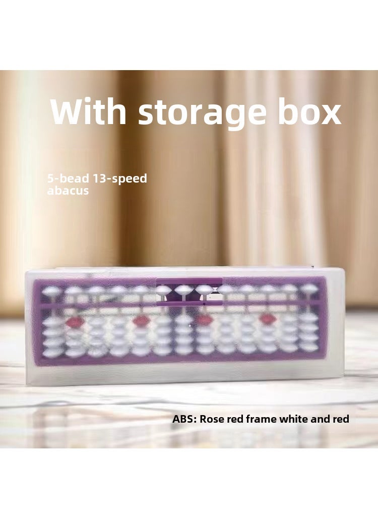 Generic - Kids Abacus 13-Column 5-Beads Multifunctional 165 red frame White Red + storage box - Image 1
