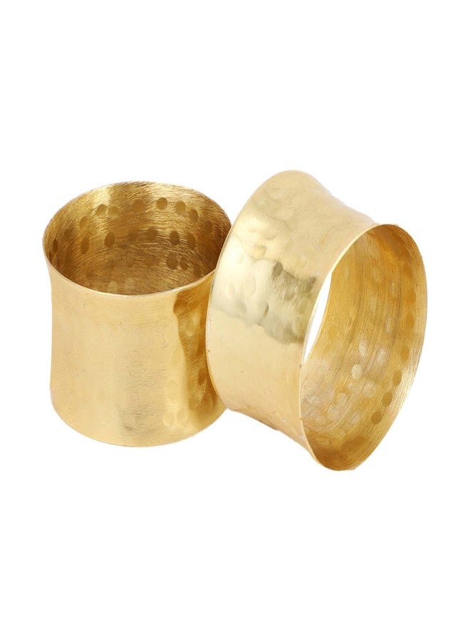 ات او اس 365 حامل حلقات مناديل ذهبية دائرية مطروقة مصنوعة يدويًا من ITOS365، مناسب لطاولة الطعام والحفلات والاستخدام اليومي، طقم من 6 قطع - Image 2