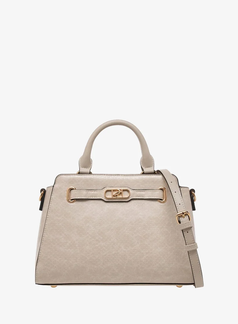 Textured Crossbody bag with Detachable Strap and Zip Closure