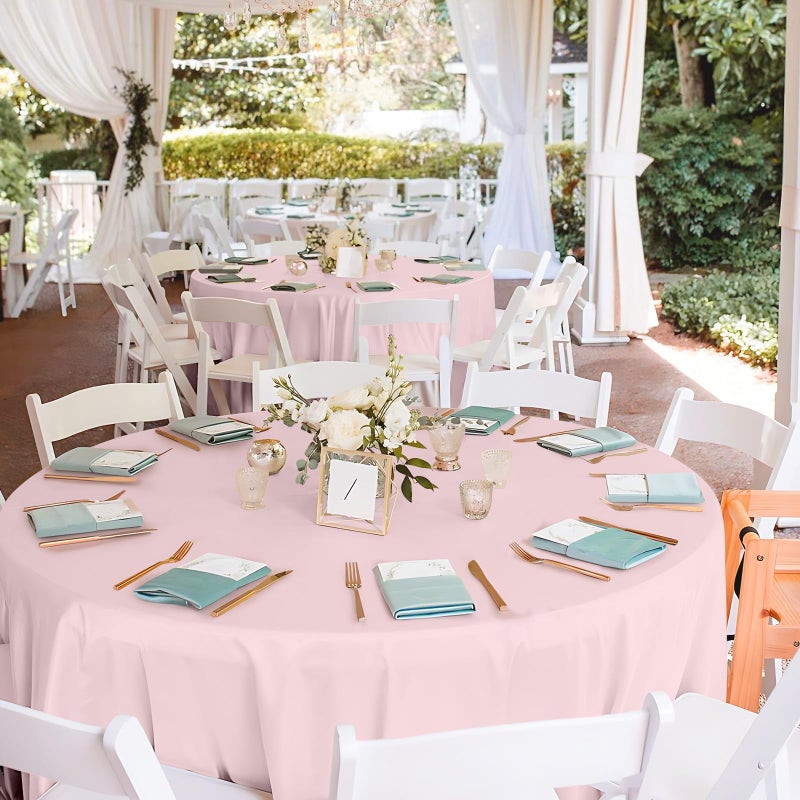 Mulbozy 12 Pack Pink Round Tablecloth, 84 Inches Plastic Table Cover, Premium Disposable Round Party Tablecloth For Restaurant Dinners, Wedding, Grad Party, Baby Shower, Outdoor Camping - Image 4