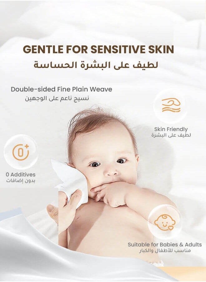 Ominii 2400 Pcs Cotton Soft Facial Tissues, 100 Sheets × 24 Packs – 100% Pure Cotton, Reusable, Large Size, Gentle & Absorbent Wipes for Sensitive Skin and All-Purpose Use, Suitable for Babies and Adults  - Image 2