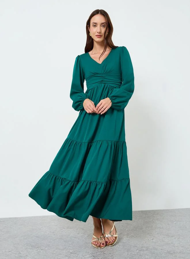 تايك تو فستان طويل سادة بكسرات