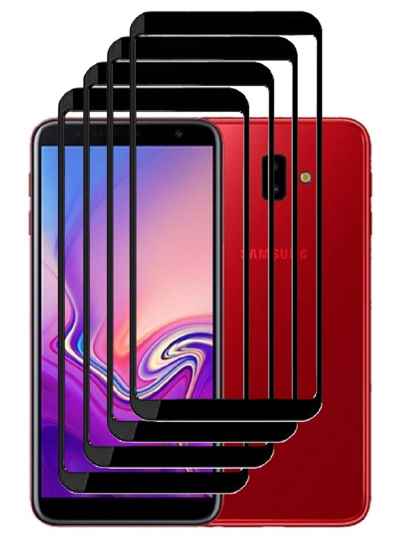 AINA 4 Pieces Tempered Glass Screen Protector 5D Designed For Samsung Galaxy J6+ Full Glue Edge to Edge Full Screen Coverage And Bubble Free - Image 1