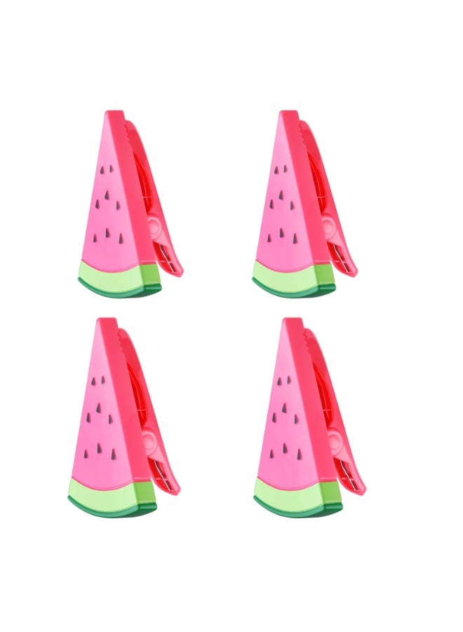 Beach Towel Chair Clips 4 Pcs, Big Size Watermelon Red Plastic Lounge Chair Towel Clips, Pool Clips to Keep Towel from Blowing Away for Family Daliy Use - Image 1