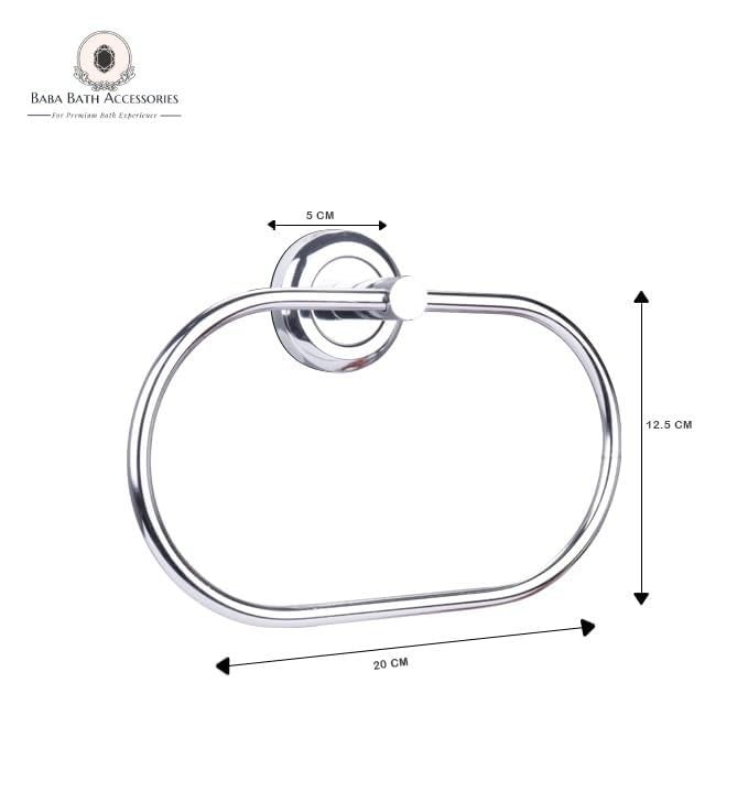 BABA BATH ACCESSORIES BABABATH Stainless Steel Oval Towel Ring Holder Towel Ring for Bathroom and Kitchen Rust Free Corrosion Resistant 202 Grade Made in India  - Image 2