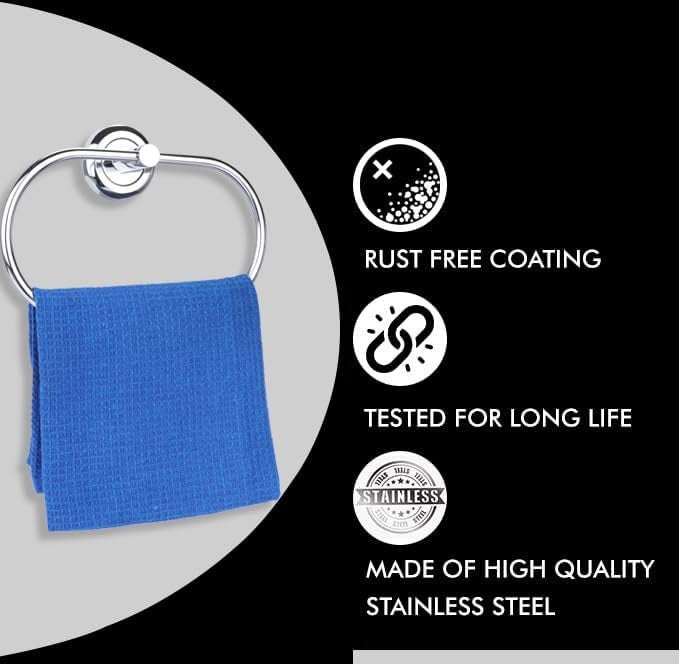 BABA BATH ACCESSORIES BABABATH Stainless Steel Oval Towel Ring Holder Towel Ring for Bathroom and Kitchen Rust Free Corrosion Resistant 202 Grade Made in India  - Image 3
