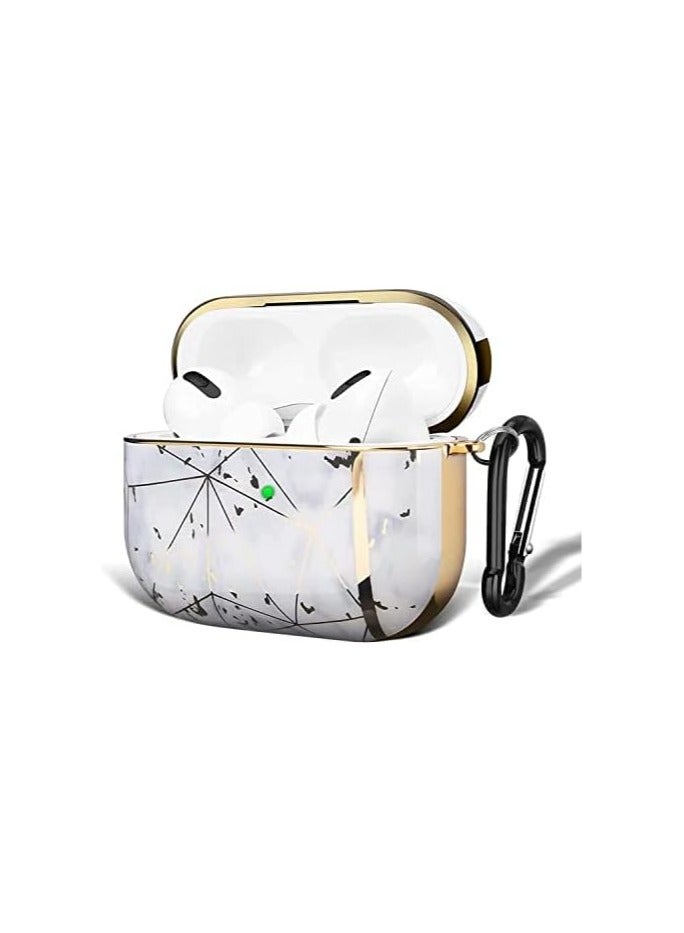 Airpods Pro 2/2022 Case, ELMO3EZZ For Airpods Pro 2 Case with Keychain Protective Dustproof Shockproof Eco-Friendly Cute Girls Men Women for Apple AirPods Pro 2 Case Cover (White @ Gold)  - Image 1