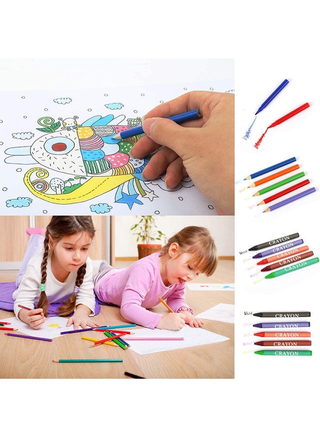 مجموعة أدوات فنية فاخرة للأطفال للرسم والتلوين 150 قطعة | صندوق فني محمول - أزرق - Image 1