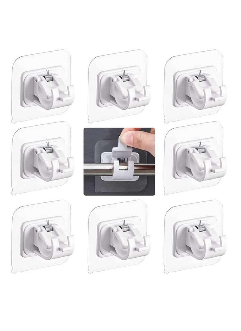 SYOSI - 8 Pieces Self Adhesive Curtain Rod Bracket No Drill Drapery Hooks Holder Plastic Easy Sticky Curtain Rod Hooks for Kitchen Bathroom Hotel White - Image 1