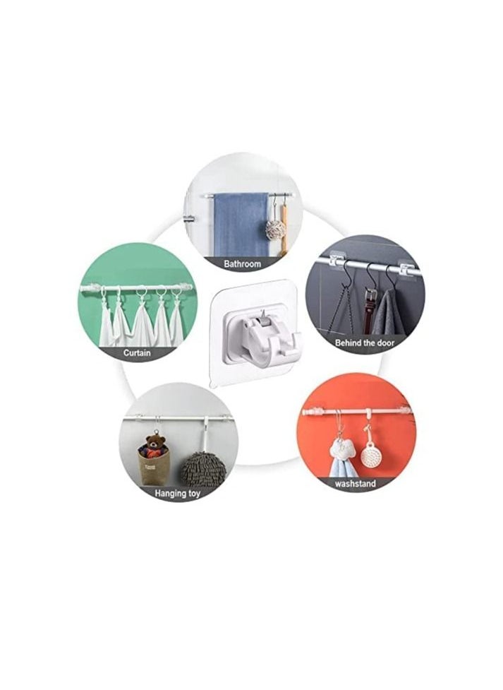 SYOSI - 8 Pieces Self Adhesive Curtain Rod Bracket No Drill Drapery Hooks Holder Plastic Easy Sticky Curtain Rod Hooks for Kitchen Bathroom Hotel White - Image 1