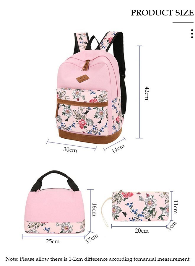 DUNISO School Backpacks for Teen Girls 3 In 1 School Bookbags Set Lunch Bag Pencil Case Travel Lightweight Daypack Kids' School Bag - Image 2