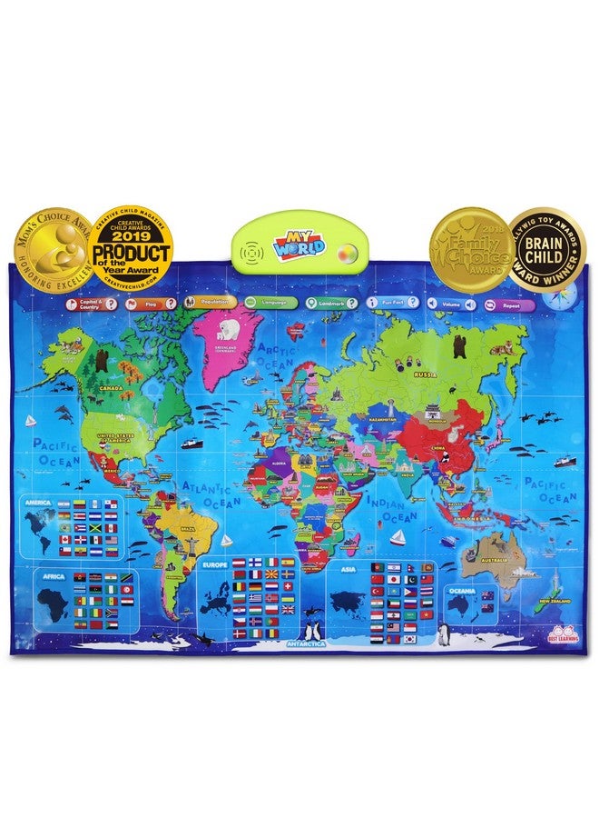 BEST LEARNING BEST LEARNING i-Poster My World Interactive Map - Educational Talking Toy for Kids of Ages 5 to 12 Years Old  - Image 1