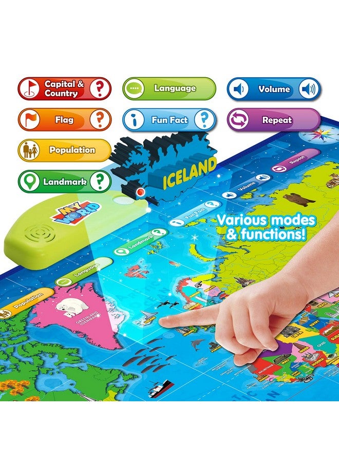 BEST LEARNING BEST LEARNING i-Poster My World Interactive Map - Educational Talking Toy for Kids of Ages 5 to 12 Years Old  - Image 3