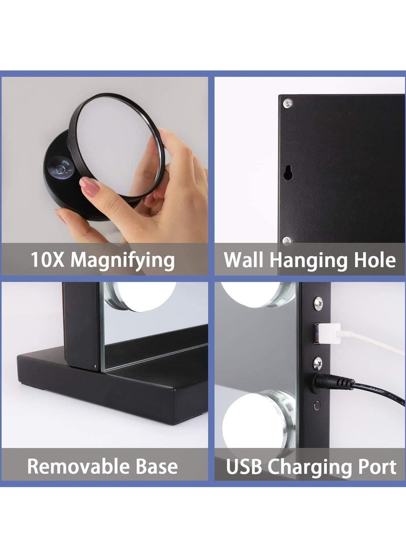 Generic - BLT Hollywood Vanity Mirror With Light 80cm Wide Large Makeup Mirror 18 Dimmable LED Light Bulb With 3 Color Tone Bluetooth Speaker Touchscreen Black Metal Frame - Image 1