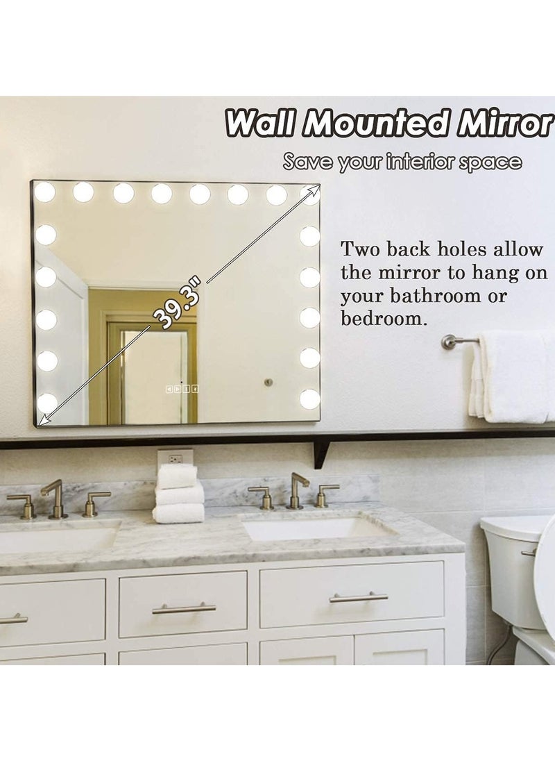 Generic - BLT Hollywood Vanity Mirror With Light 80cm Wide Large Makeup Mirror 18 Dimmable LED Light Bulb With 3 Color Tone Bluetooth Speaker Touchscreen Black Metal Frame - Image 1