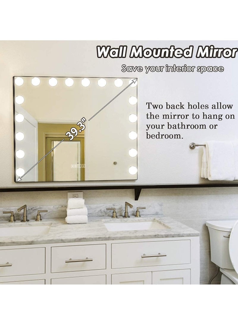 BLT Hollywood Vanity Mirror With Light 70cm Wide Hollywood Makeup Mirror Dimmable LED Light Bulb With 3 Color Tone Bluetooth Speaker Touchscreen Black Metal Frame  - Image 5