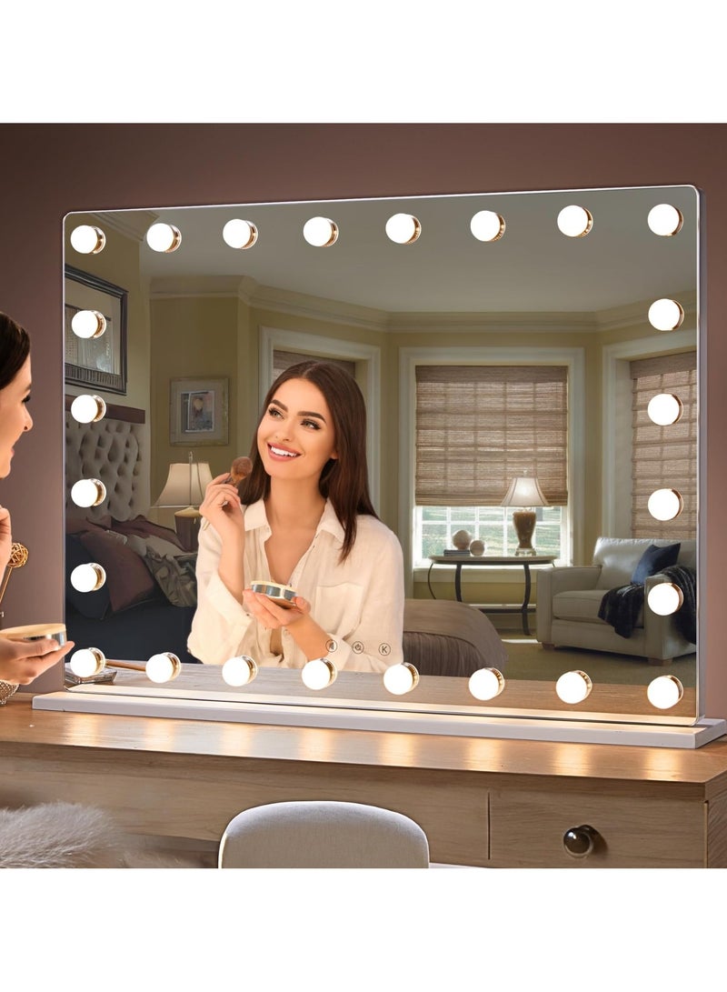 BLT Hollywood Vanity Mirror With Light 70cm Wide Hollywood Makeup Mirror Dimmable LED Light Bulb With 3 Color Tone Bluetooth Speaker Touchscreen Black Metal Frame  - Image 1